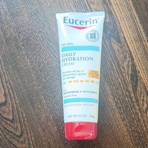 Eucerin Daily Hydration Cream Moisturizer with SPF — White with Red Accent